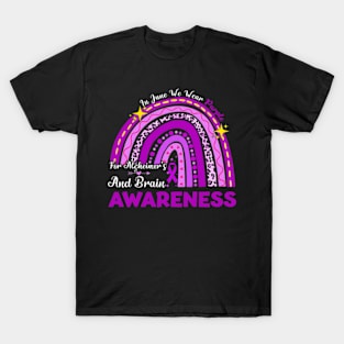 Rainbow In June Wear Purple For Alzheimer's Brain Awareness T-Shirt